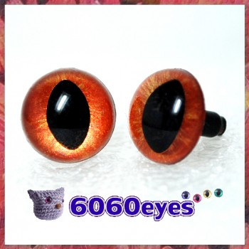 1 Pair Hand Painted Copper Gold Cat Eyes Safety Eyes Plastic Eyes